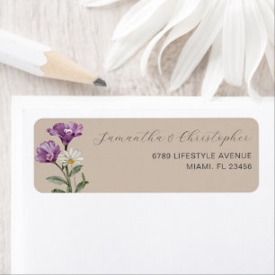 Boho Wildflower Beige Address Label