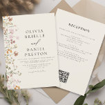 Boho Wildflower Beige All in One QR Code Wedding Invitation<br><div class="desc">Immerse your guests in the romance of nature with our Boho Wildflower Garden Wedding Invitation. Inspired by the beauty of untamed blooms, this invitation captures the essence of a free-spirited celebration. The enchanting design features delicate wildflowers dancing amidst lush greenery, setting the perfect tone for your garden wedding. The boho-chic...</div>