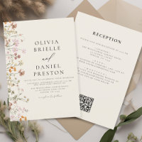 Boho Wildflower Beige All in One QR Code Wedding