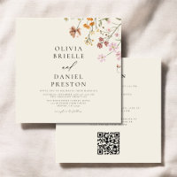 Boho Wildflower Beige All in One QR Code Wedding