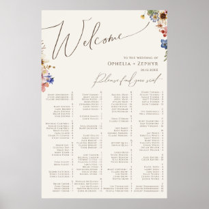 Boho Wildflower   Beige Alphabetical Seating Chart