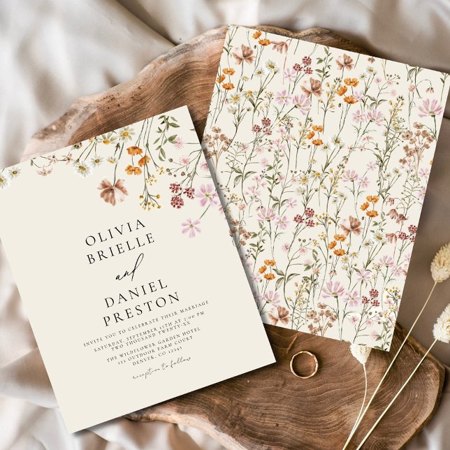 Boho Wildflower Beige Garden Wedding Flyer (Creator Uploaded)