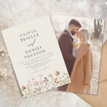 Boho Wildflower Beige Photo Garden Wedding Invitation<br><div class="desc">Immerse your guests in the romance of nature with our Boho Wildflower Garden Wedding Invitation. Inspired by the beauty of untamed blooms, this invitation captures the essence of a free-spirited celebration. The enchanting design features delicate wildflowers dancing amidst lush greenery, setting the perfect tone for your garden wedding. The boho-chic...</div>