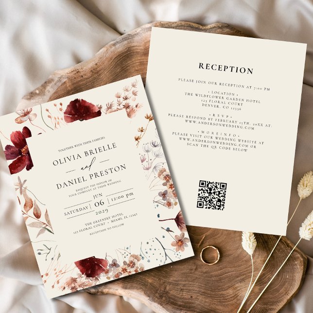 Boho Wildflower Beige Wedding Invitation Flyer (Creator Uploaded)