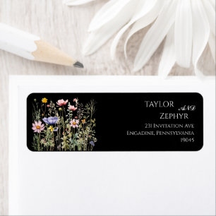 Boho Wildflower Beige Wedding RSVP Return Address