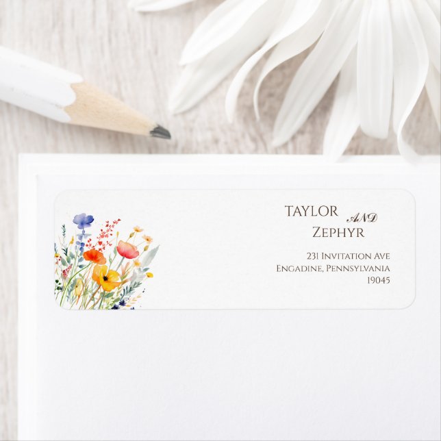 Boho Wildflower Beige Wedding RSVP Return Address  (Insitu)
