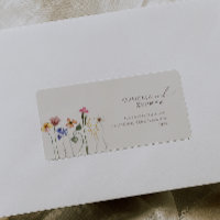 Boho Wildflower Beige Wedding RSVP Return Address