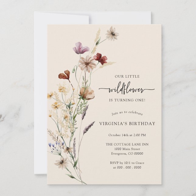 Boho Wildflower Birthday Invitation (Front)