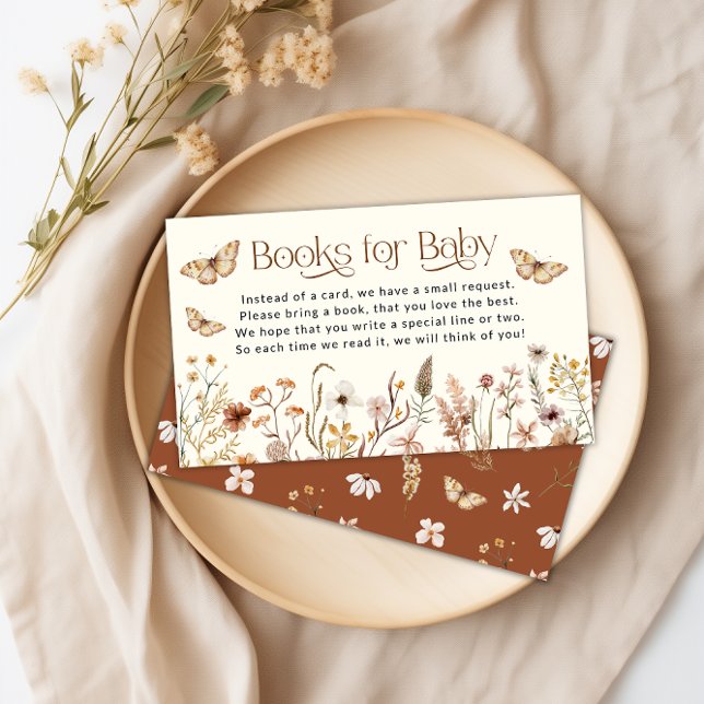 Boho Wildflower Books for Baby Request Enclosure Card (Boho Wildflower Books for Baby Request Enclosure Card)