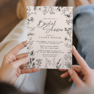 Boho Wildflower Botanical Floral Bridal Shower Invitation