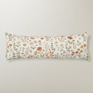 Boho Wildflower Botanical Floral Cottagecore Body Pillow