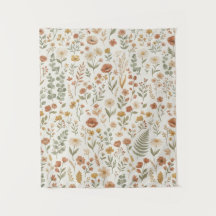 Boho Wildflower Botanical Floral Earth Tones Wall