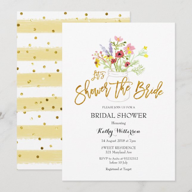 Boho Wildflower Bridal Shower Invitation (Front/Back)