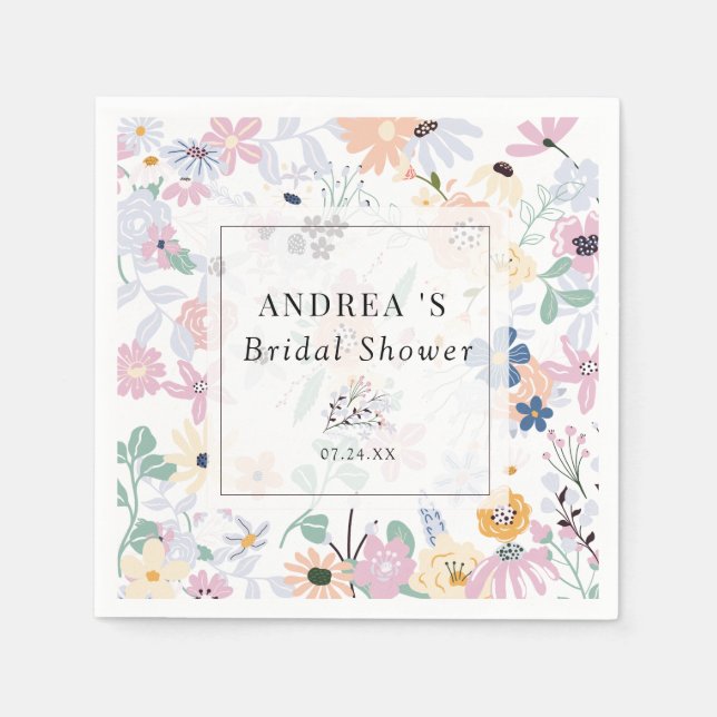 Boho Wildflower Bridal Shower Napkin (Front)