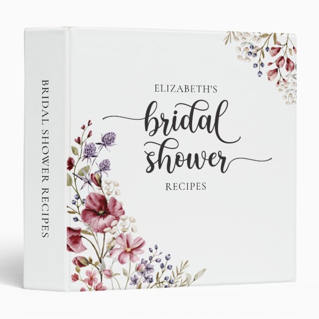Boho Wildflower Bridal Shower Recipe Binder (Front/Spine)