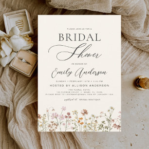 Boho Wildflower Bridal Shower Script Invitation