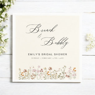 Boho Wildflower Brunch & Bubbly Bridal Shower Napkin