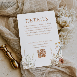 Boho Wildflower Butterfly Floral Wedding Details Enclosure Card