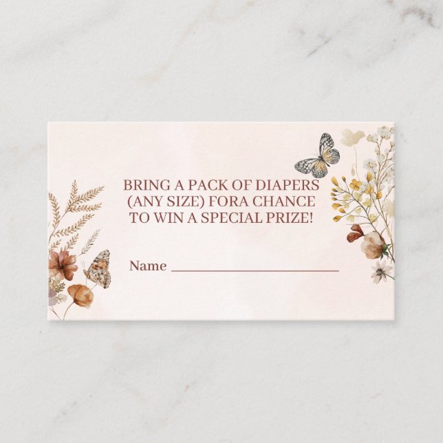 Boho Wildflower diaper raffle Enclosure Card (Front)