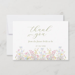 Boho Wildflower Elegant Bridal Shower Thank You Card