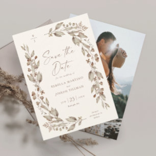 Boho Wildflower Elegant Floral Wedding Photo Save The Date