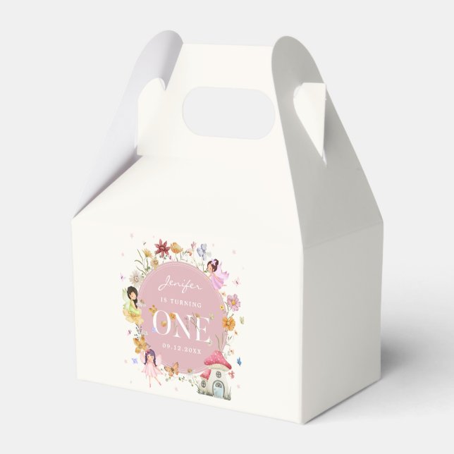 Boho Wildflower Fairy 1st Birthday Party Favor Box (Front Side)