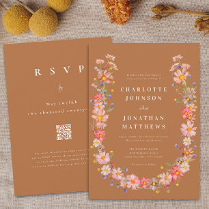 Boho Wildflower Fall Wedding Invitation