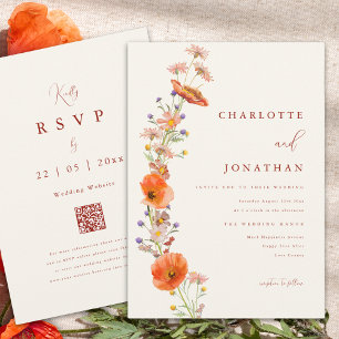 Boho Wildflower Fall Wedding Invitation