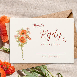 Boho Wildflower Fall Wedding Reply RSVP Card