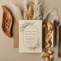 Boho Wildflower Fern Beige Wedding
