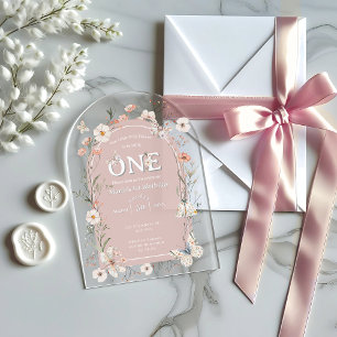 Boho Wildflower Floral Baby Birthday Acrylic Invitations