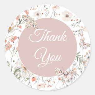 Boho Wildflower Floral Baby Birthday Classic Round Sticker