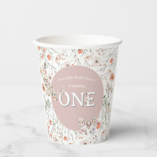 Boho Wildflower Floral Baby Birthday Paper Cups