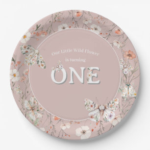 Boho Wildflower Floral Baby Birthday Paper Plate