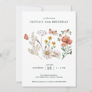 Boho Wildflower Floral Birthday Invitation