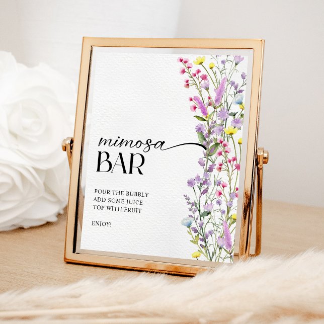 Boho Wildflower Floral Bridal Shower Mimosa Bar Poster (Creator Uploaded)