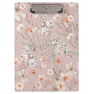 Boho Wildflower Floral Butterfly Clipboard