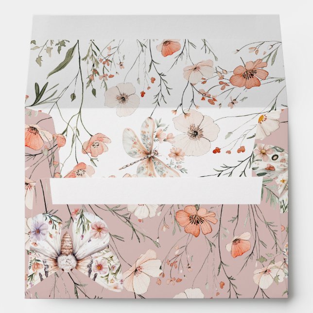 Boho Wildflower Floral Butterfly Envelope (Back (Bottom))