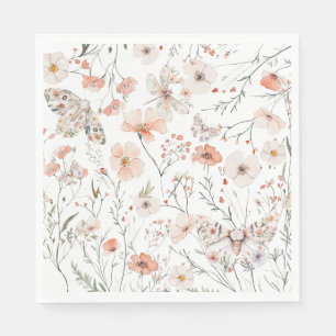 Boho Wildflower Floral Butterfly Napkin