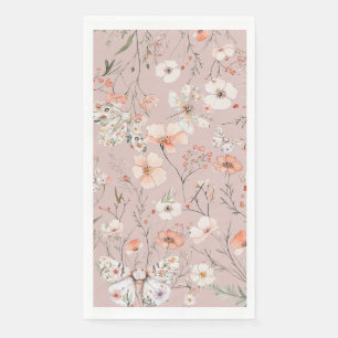 Boho Wildflower Floral Butterfly Napkin