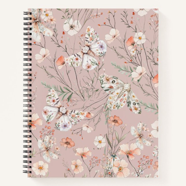 Boho Wildflower Floral Butterfly Notebook (Front)