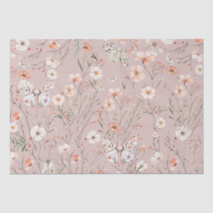 Boho Wildflower Floral Butterfly Tissue Paper