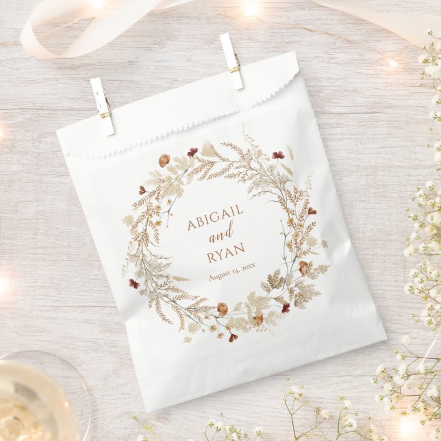 Boho Wildflower Floral Butterfly Wedding Favour Bag (Clipped)