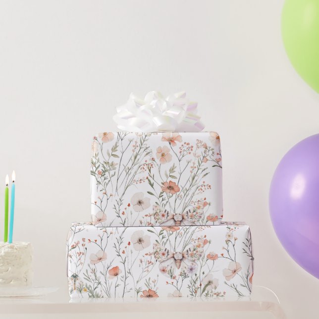 Boho Wildflower Floral Butterfly Wrapping Paper (Party Gifts)