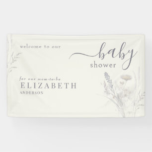 Boho Wildflower Floral Cream Baby Shower Banner