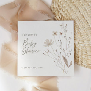 Boho Wildflower Floral Gender Neutral Baby Shower Napkin
