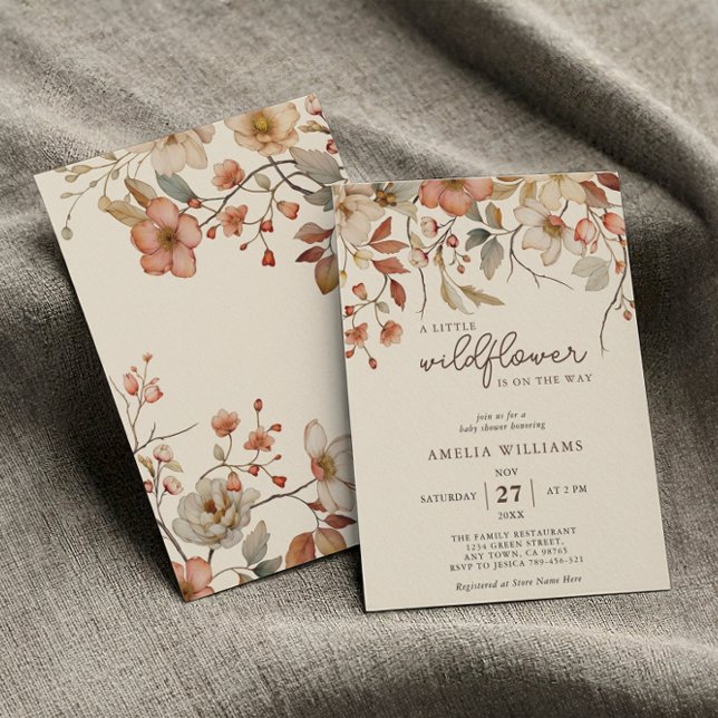 Boho Wildflower Floral Ivory Invitation (Creator Uploaded)