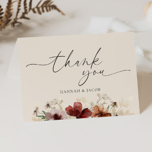 Boho Wildflower Floral Wedding Thank You Card