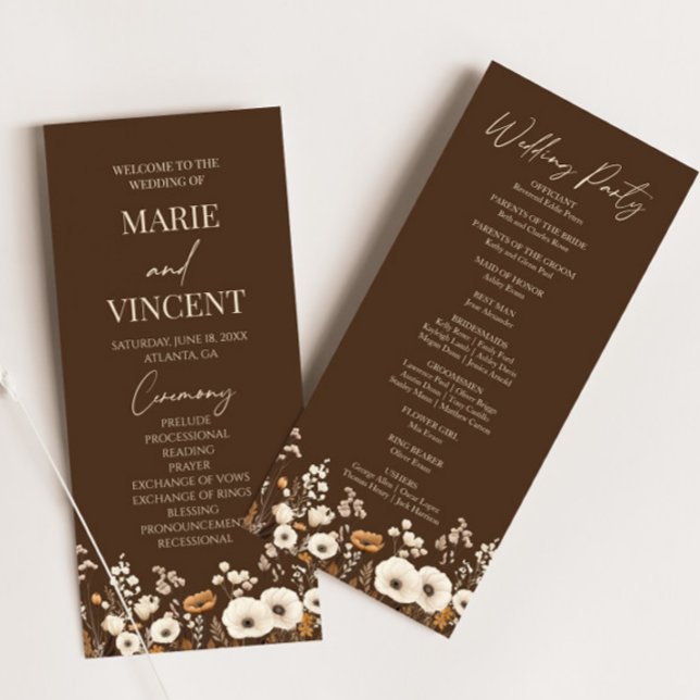 Boho Wildflower Garden Floral Wild Flowers Wedding Program (Creator Uploaded)