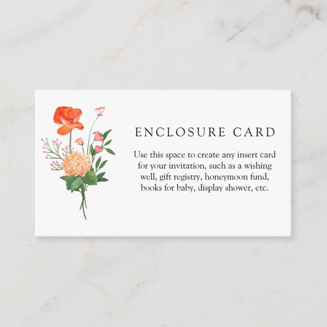 Boho Wildflower Garden Shower Enclosure Card (Front)